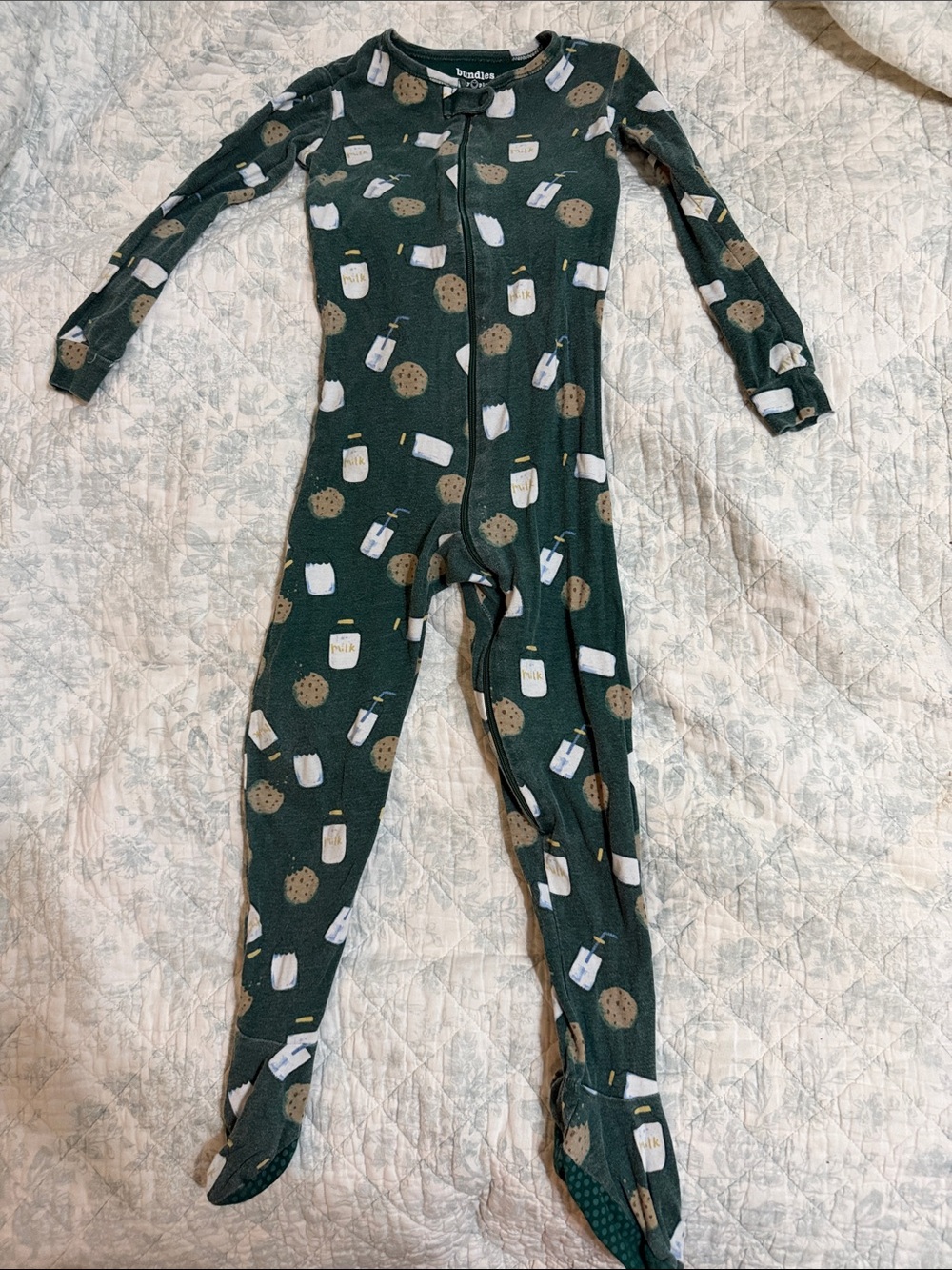 Green Milk & Cookies Footed One-Piece